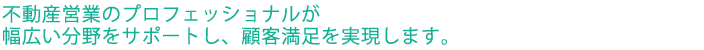 不動産営業のプロフェッショナルが幅広い分野をサポートし、顧客満足を実現します。